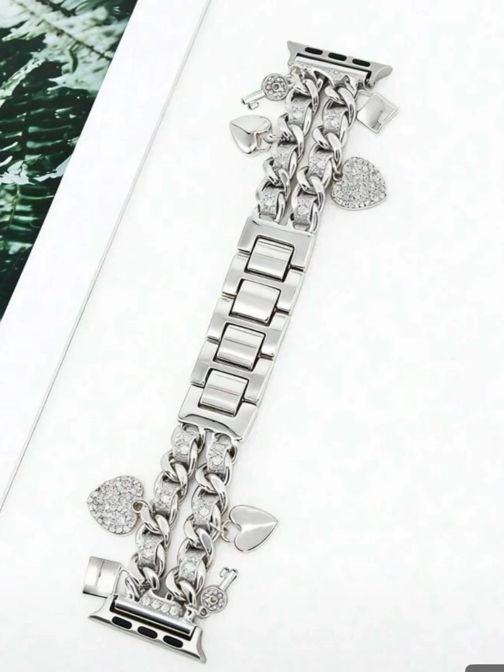 Silver Crystal Charm Chain Watch Band for Women 42/44/45/49 s10 46mm